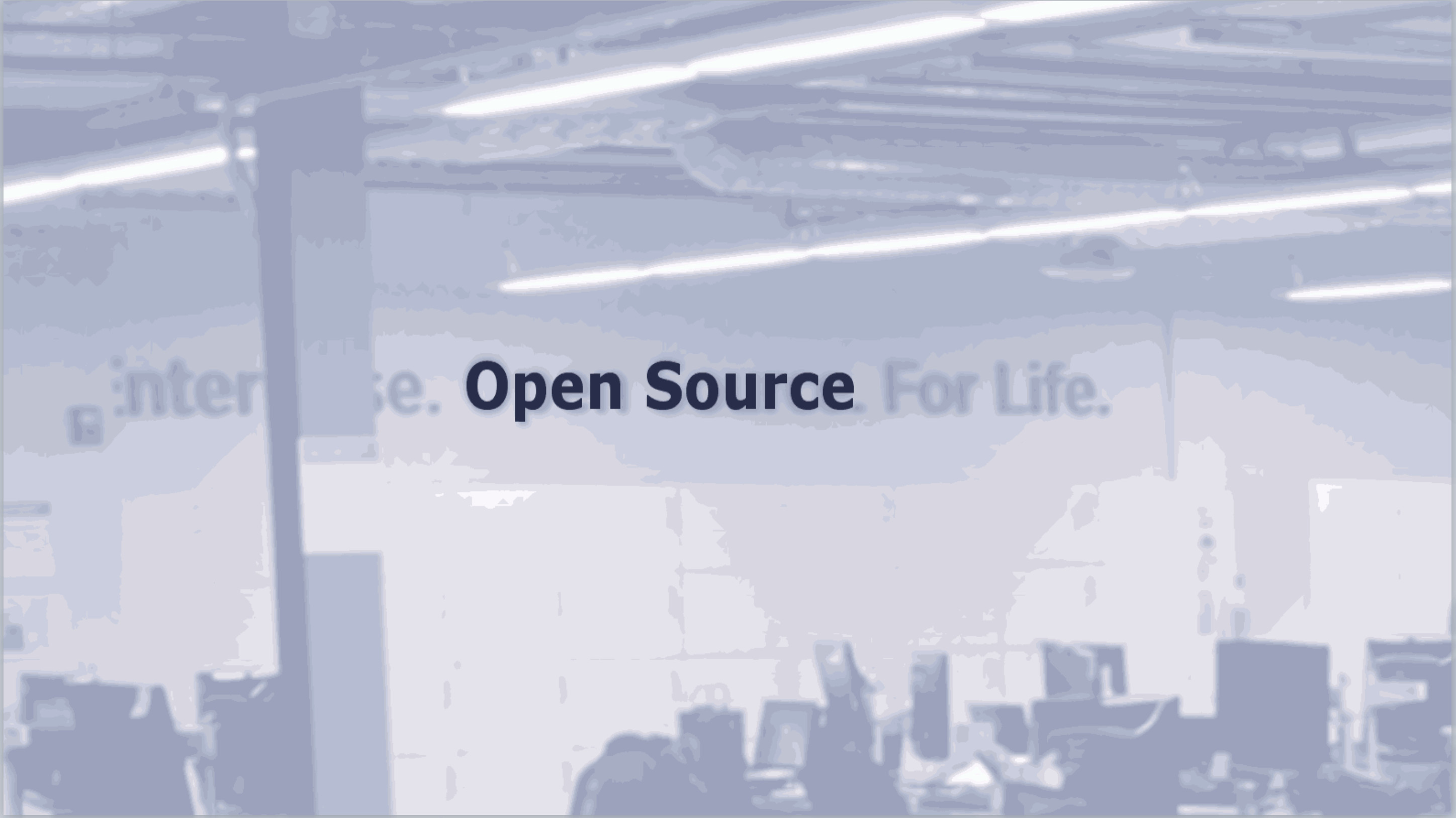 Picture of Liferay's office with “Open Source“ sign highlighted