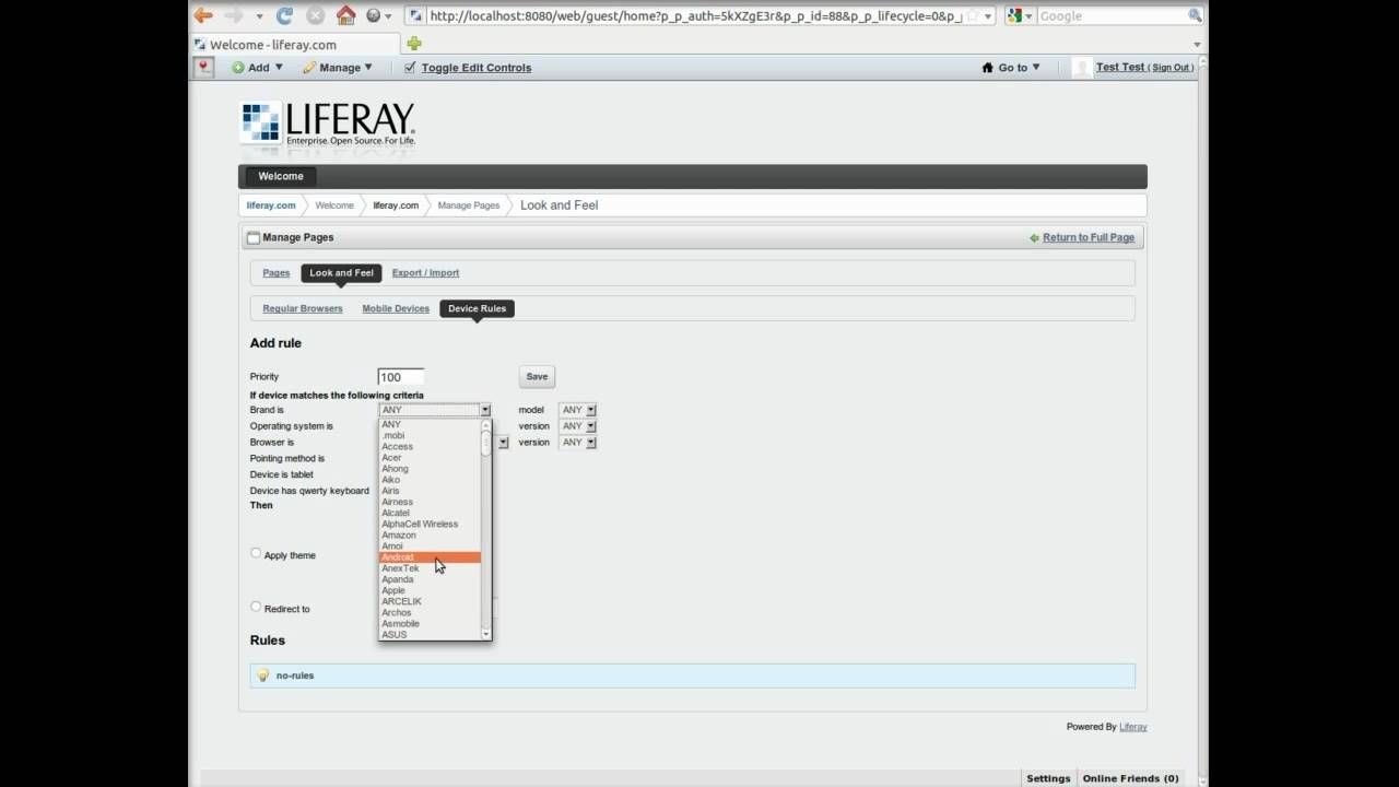 Liferay multi-device extension